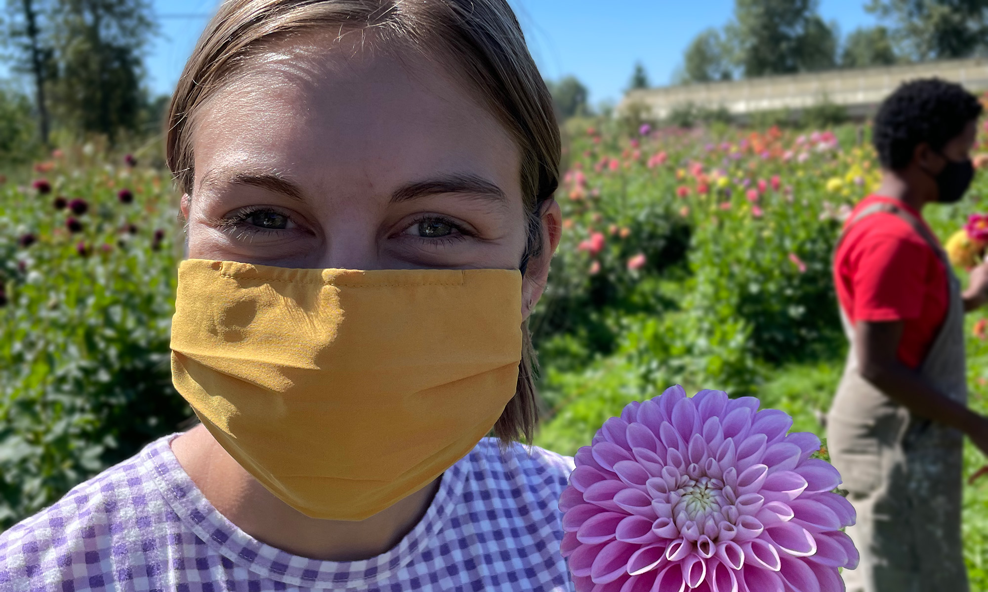 girl with dahlia